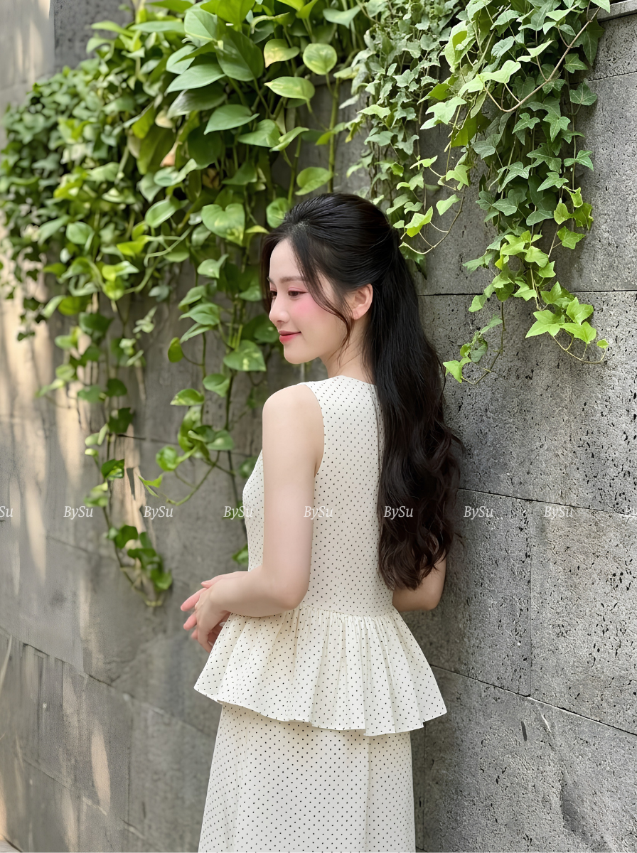 M37 - Set Áo Peplum & Chân Váy Maxi Chấm Bi_thumbnail_2