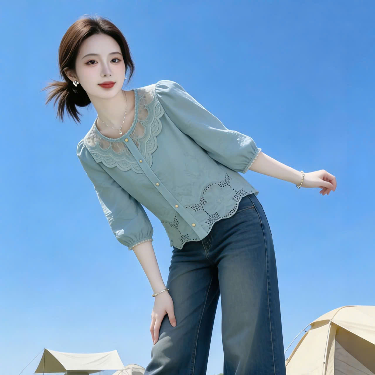 MS XH1703378: Áo sơ mi phối ren_thumbnail_1