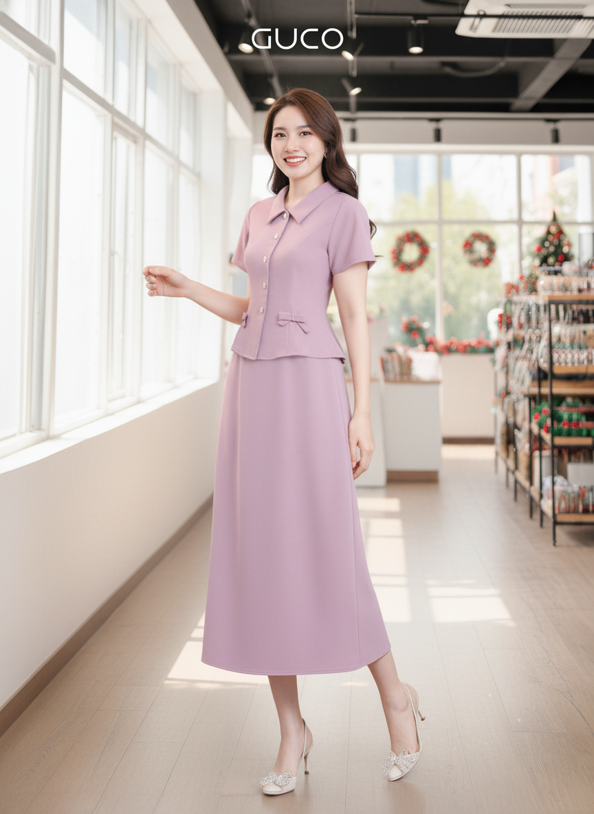 CHÂN VÁY XÒE CÔNG SỞ - HỒNG