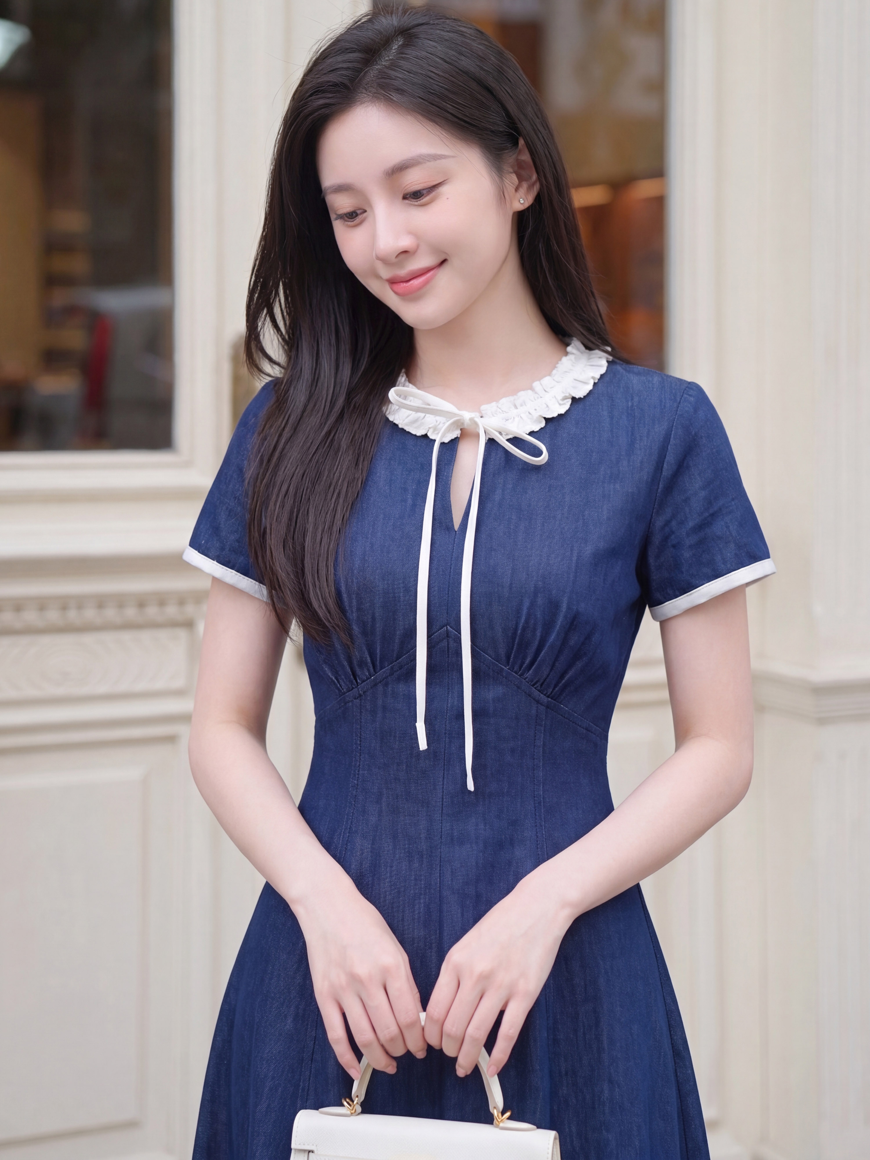 Váy denim cộc tay phối cổ 607008_thumbnail_3