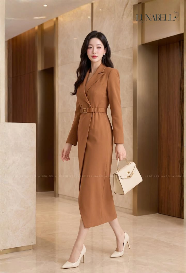 Váy vest midi dài AVERA màu NÂU
