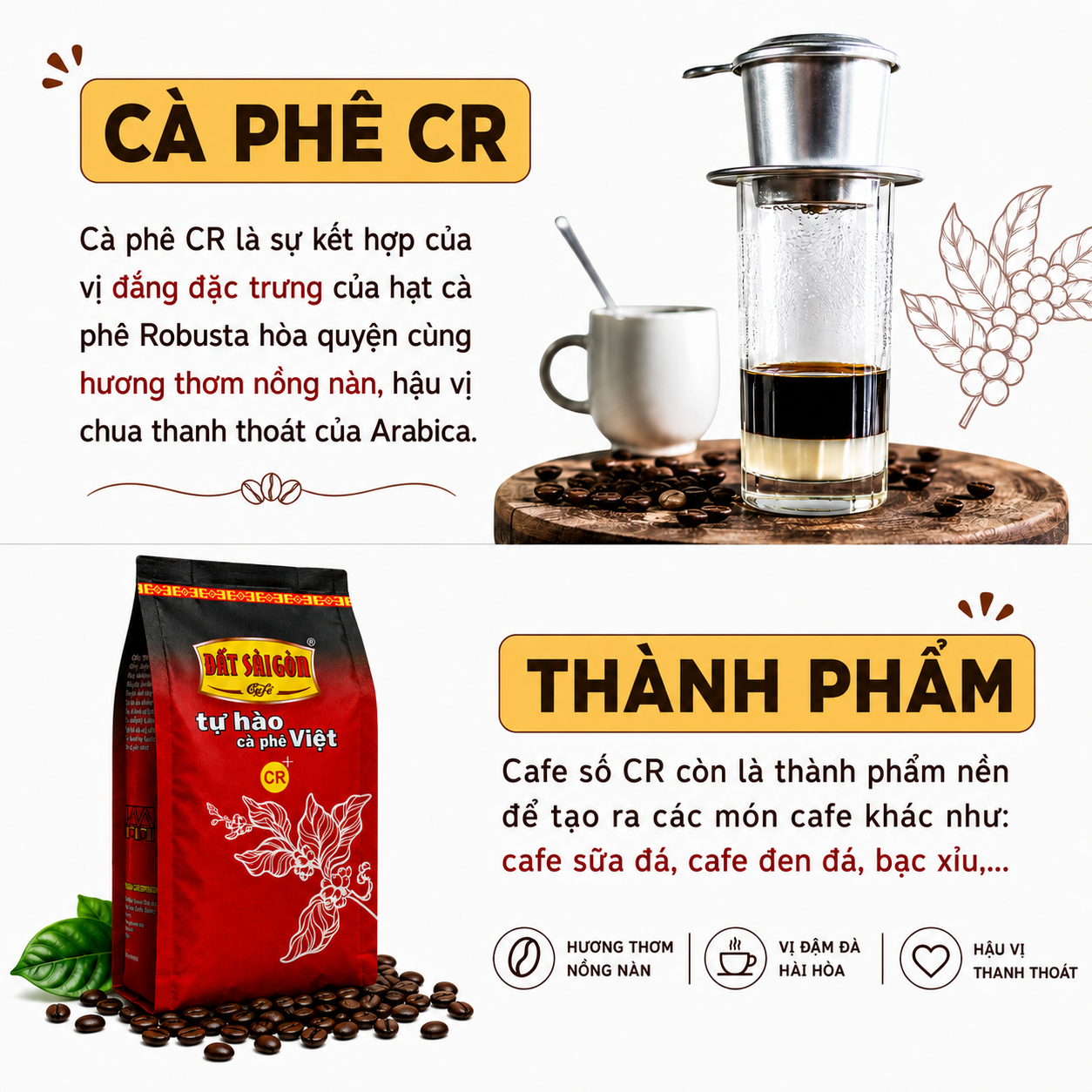 CR- 500g Cà Phê Hạt Pha Phin Đen Đá của Đất Sài Gòn Thêm Chút Caramen, Bơ Pháp_thumbnail_7