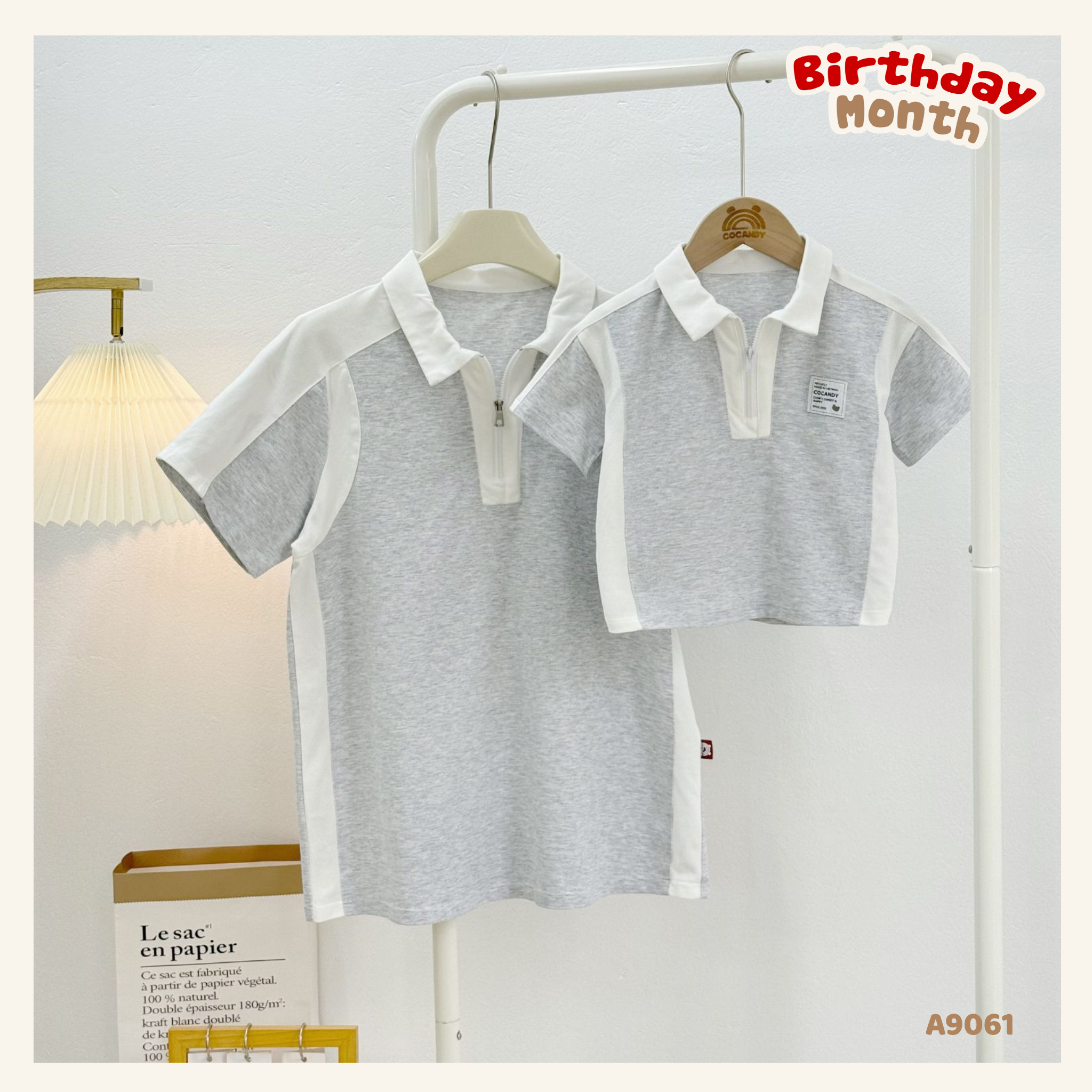 Áo cộc polo XÁM cổ khóa NAM