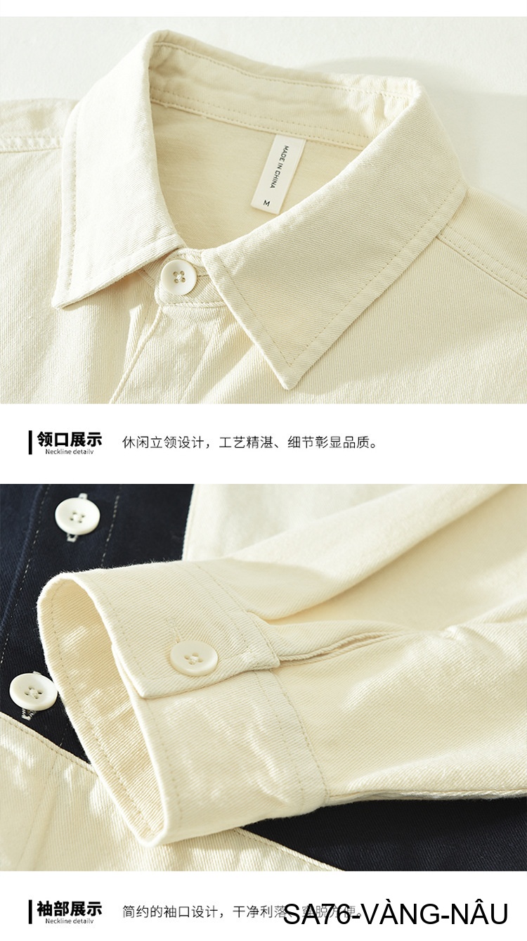 SA76 - Áo sơ mi nam tay dài phối màu tương phản phong cách Nhật Bản chất cotton thoải mái_thumbnail_5