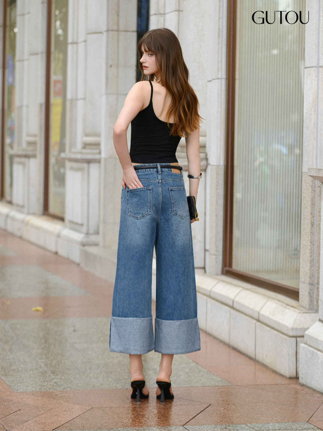 [ GUTOU ] Quần Jean Suông Lai Gập Túi Kiểu Casual Streetwear_thumbnail_3