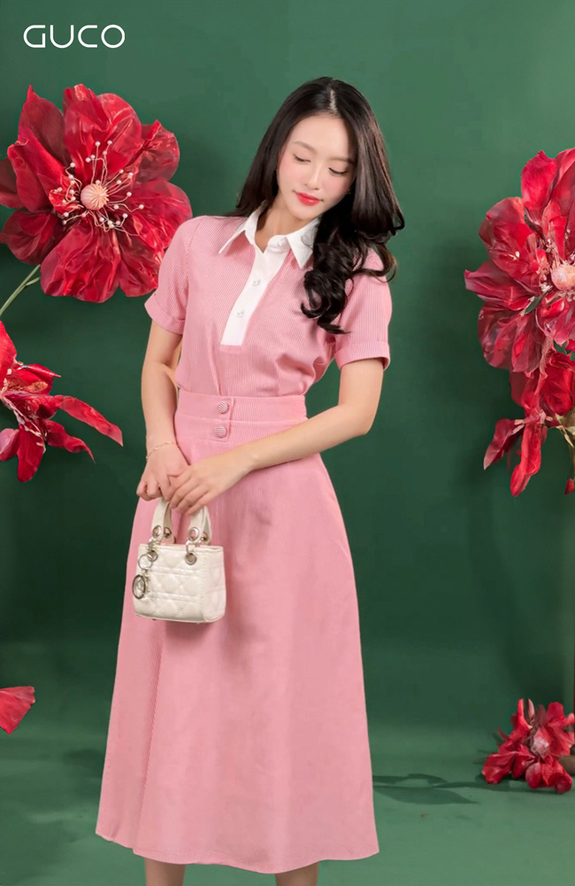 ÁO THUN KẺ SỌC CỔ PHỐI - ĐỎ