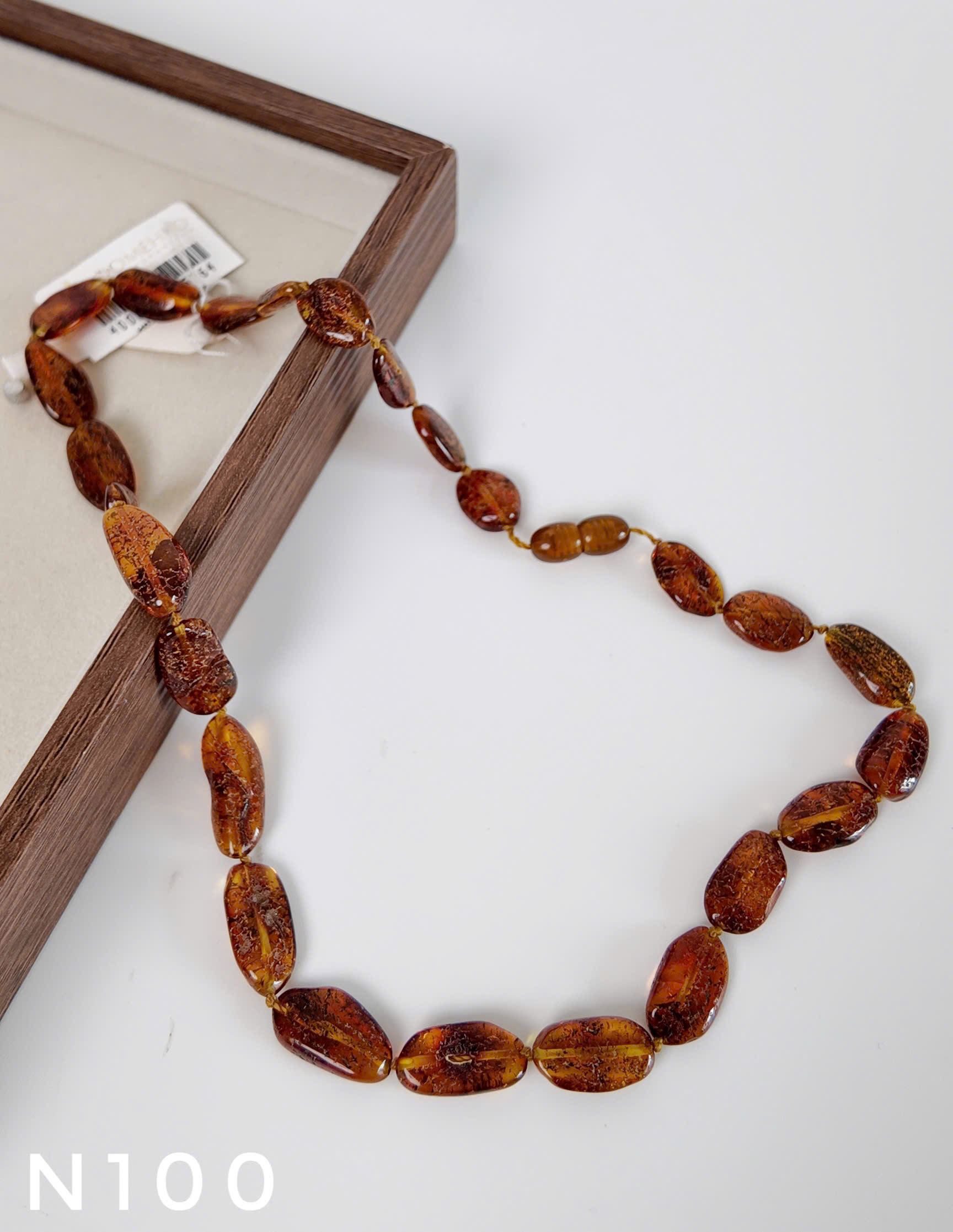 Dây Chuyền Hổ Phách Baltic Cognac Oval Tự Nhiên – N100_thumbnail_2