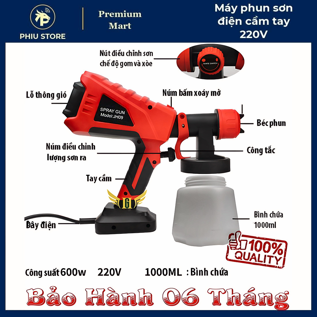 Máy Phun Sơn Điện Cầm Tay 220V 400W/650W - Phun Được Sơn Nước Và Sơn Dầu