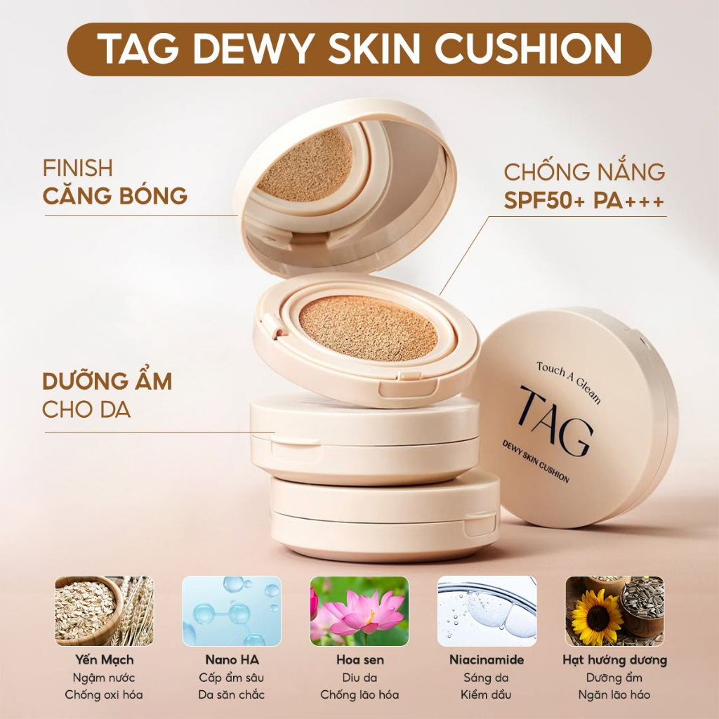 [TAG] Cushion Tag Dewy Skin 15g căng bóng chống nắng SPF 50+ PA+++