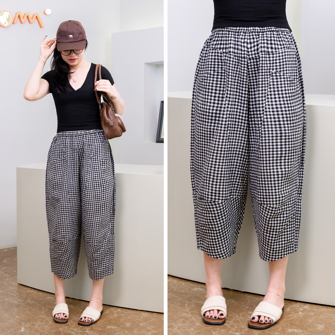 Q17 - Quần Bom Caro Nữ Cotton Form Rộng