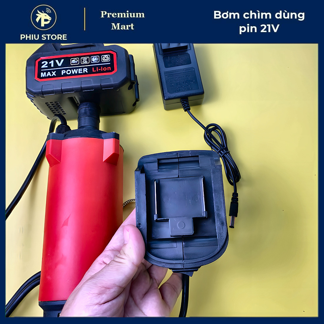 Bơm chìm mini dùng pin, bơm chìm dùng pin, máy bơm mini dùng pin, 21V Li-ion, PHIU STORE_thumbnail_4