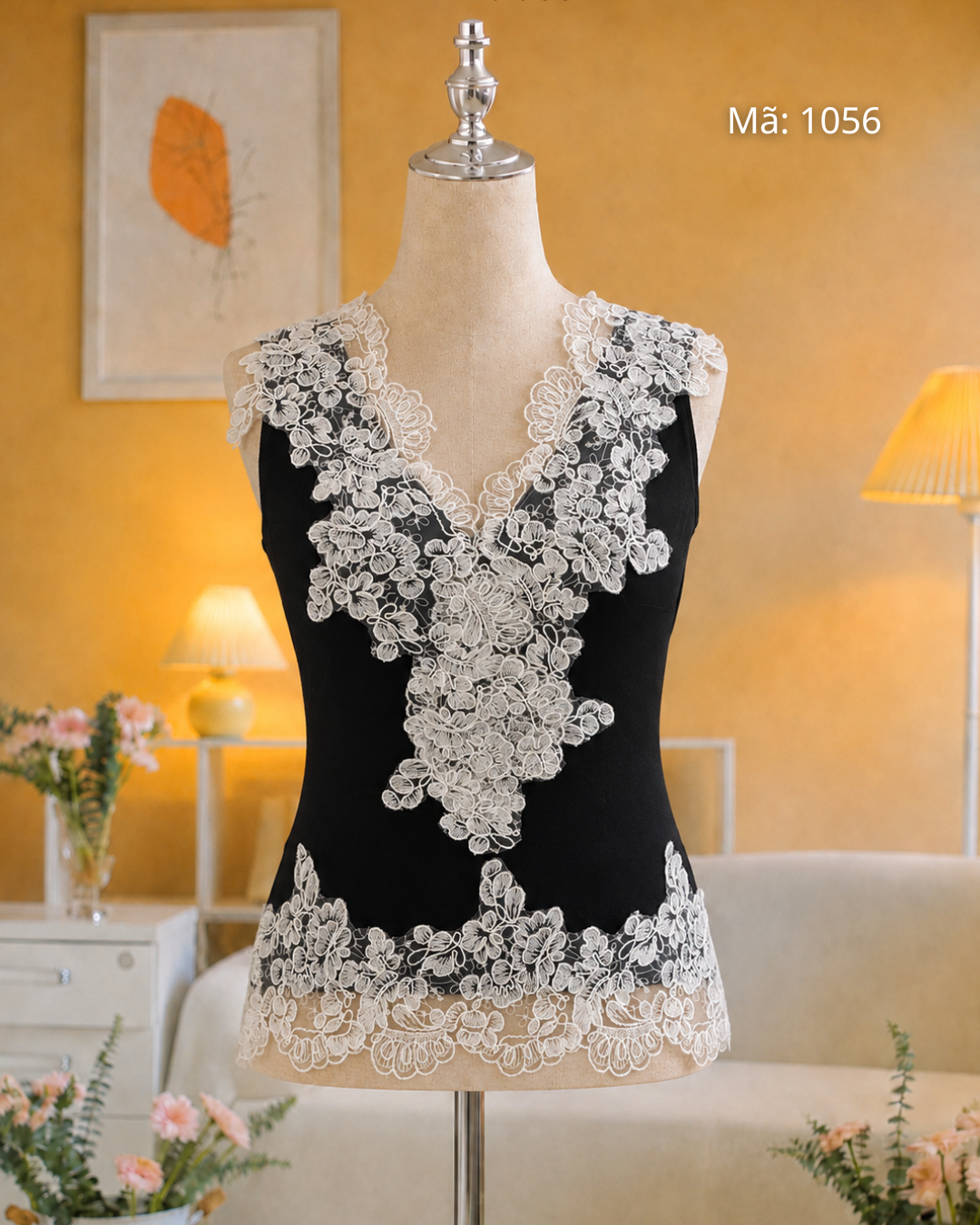 Áo Cổ V Phối Viền Ren
