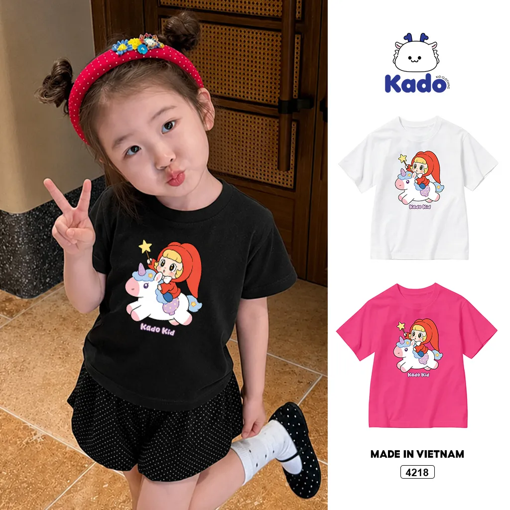 Áo thun bé gái Unicorn Princess đáng yêu Kado 4218