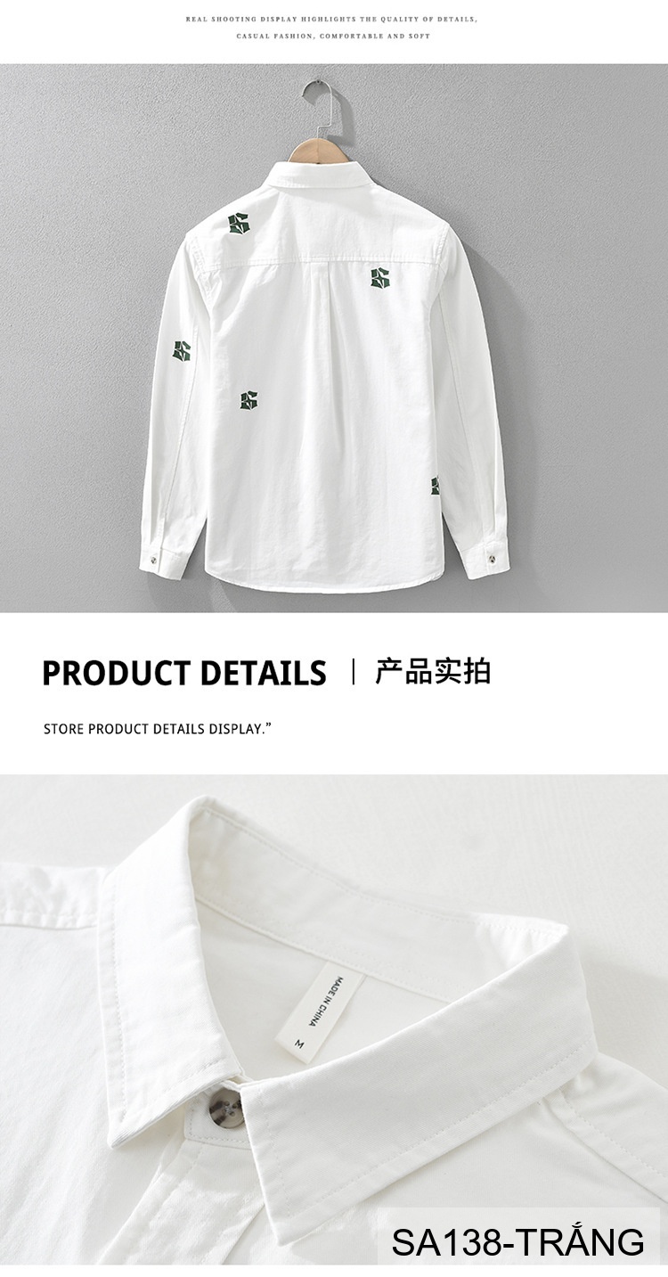 SA138 - Áo sơ mi nam dài tay in họa tiết thời trang, chất cotton 100%, form rộng nhẹ nhàng, màu trắng và xanh lá_thumbnail_6