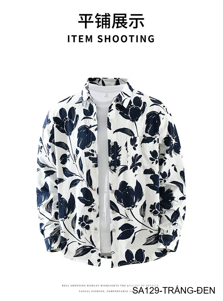 SA129 - Áo sơ mi nam dài tay họa tiết hoa cách điệu, form rộng thoải mái, phong cách streetwear trẻ trung_thumbnail_4