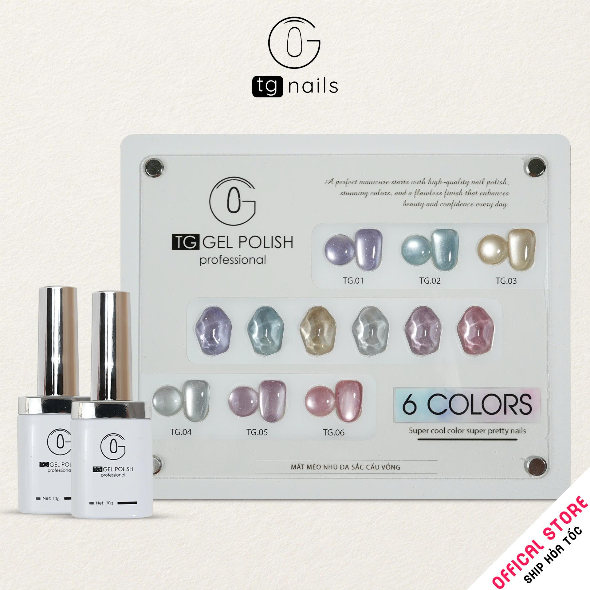 Combo of 6 Rainbow Cat Eye Nail Polishes from TG Nails