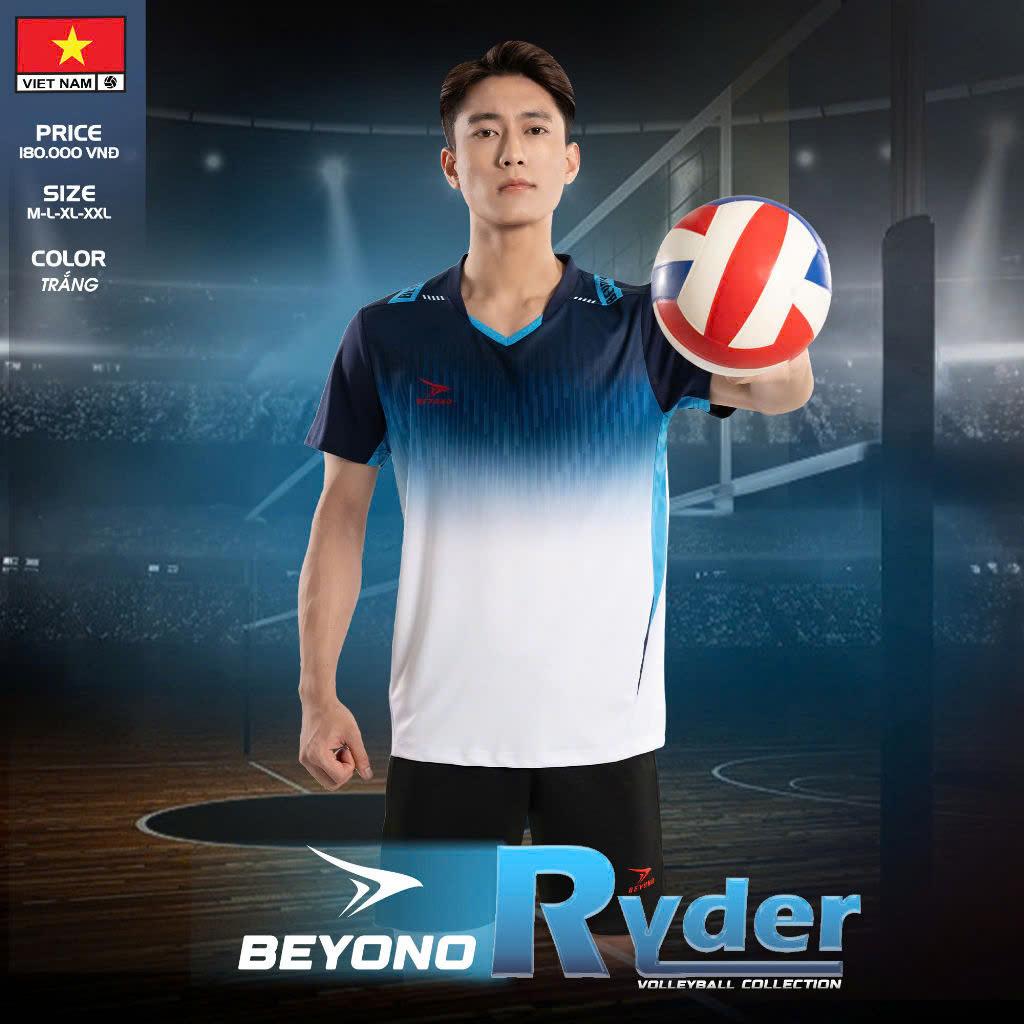 Quần Áo Bóng Chuyền Nam Nữ Beyono Ryder Trắng Xanh Thun Mè Cao Cấp Thoáng Khí Thể Thao Đương Đại