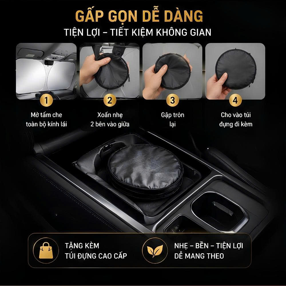 Tấm Che Nắng Kính Lái Ô Tô Tráng Bạc Titan Gập Gọn UPF50+_thumbnail_4