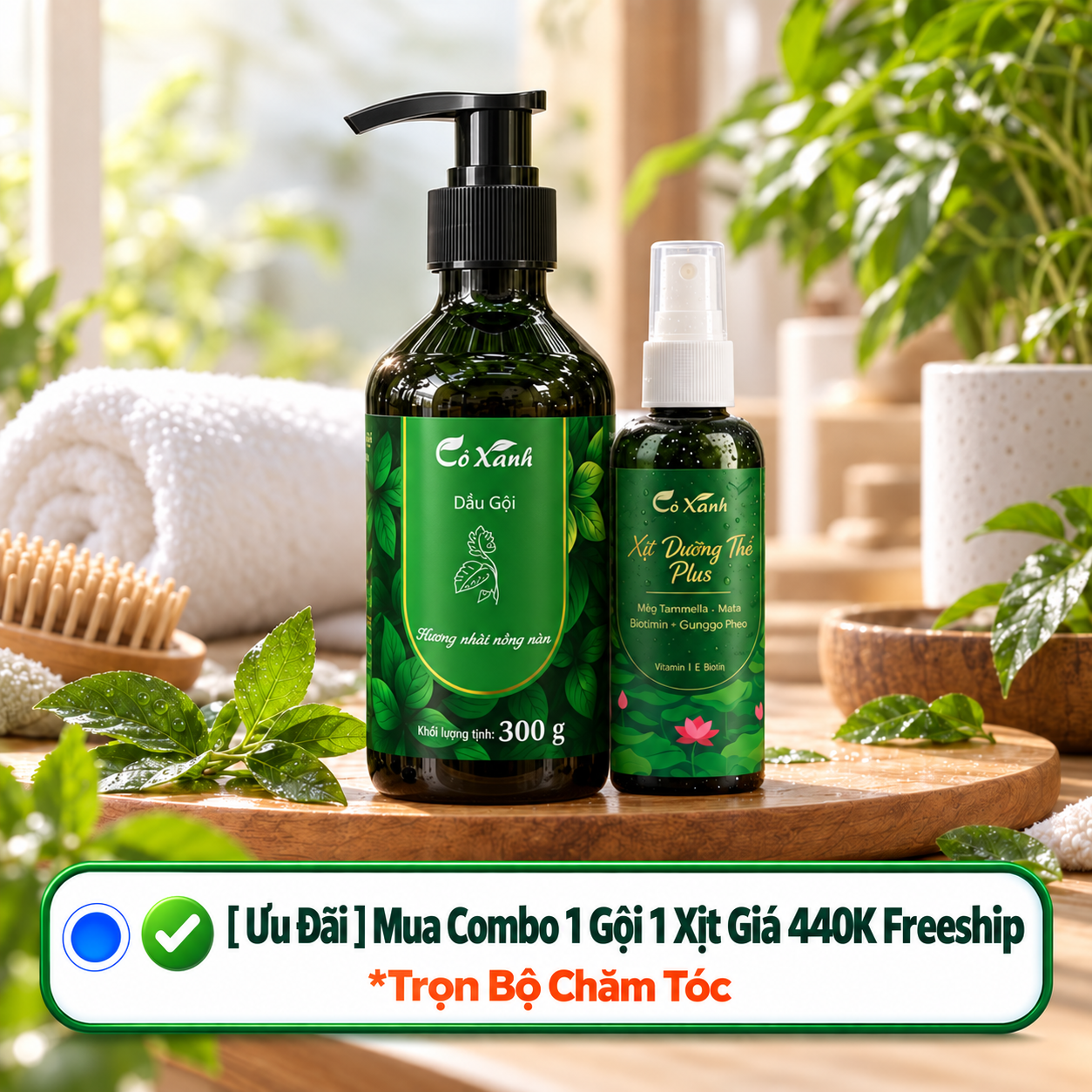 Combo Gội Xịt Hương Nhài Bồ Kết