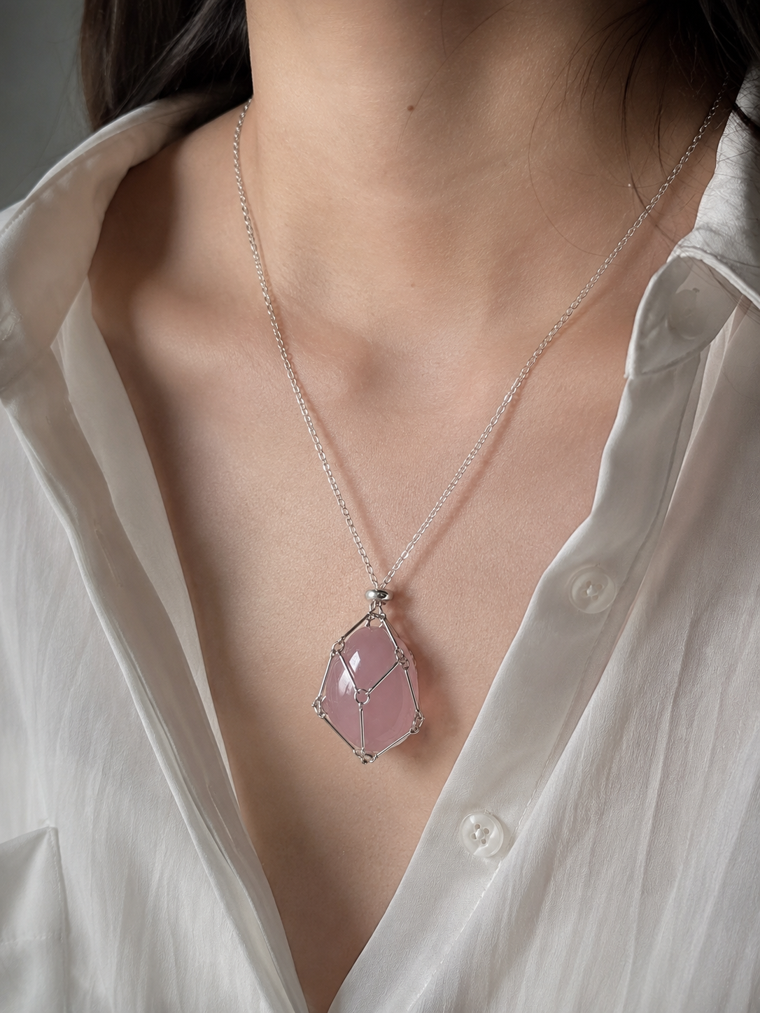Dây Vòng Cổ Dạng Lưới Hợp Kim Không Rỉ (KHÔNG KÈM ĐÁ) - Màu Silver_thumbnail_2