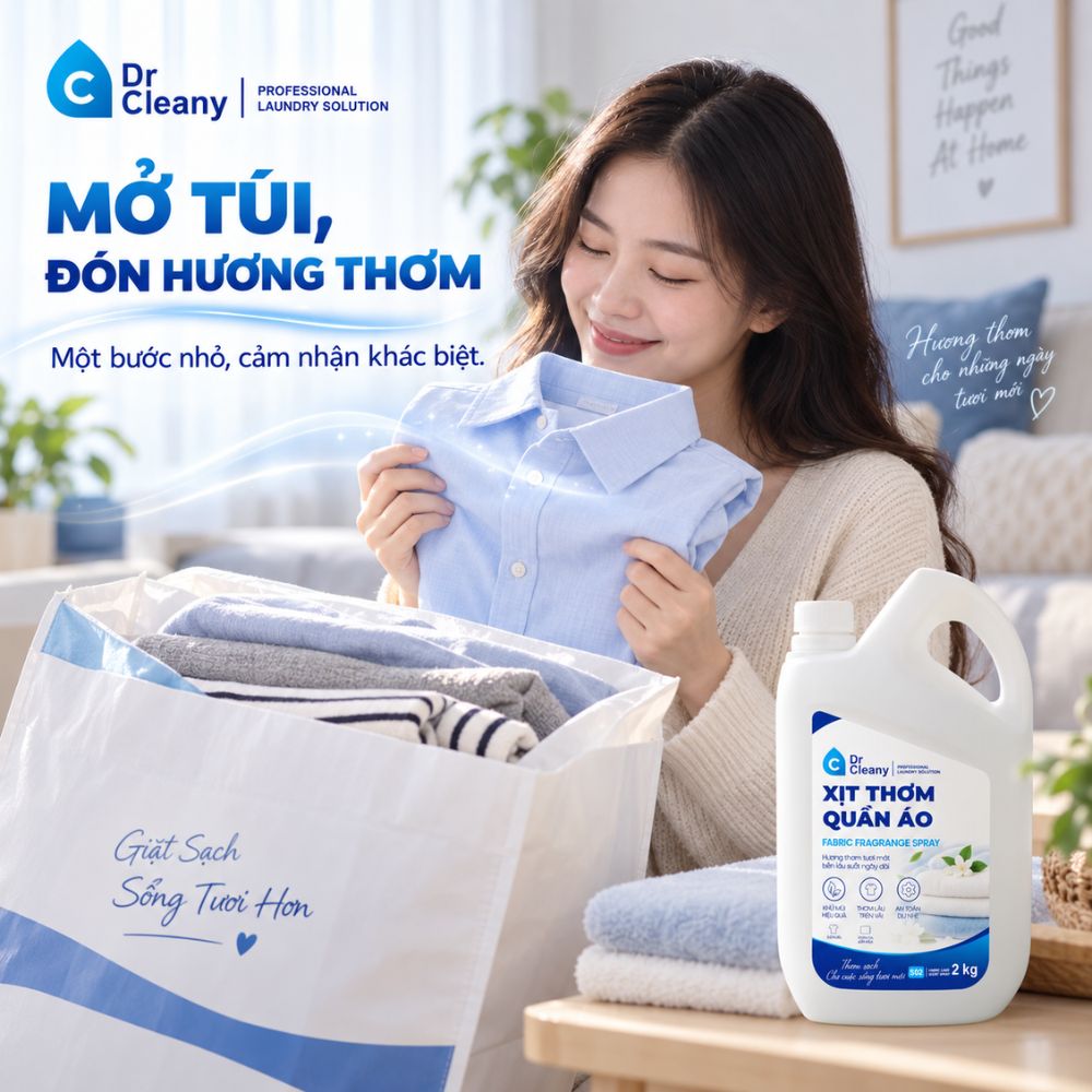 Nước xịt thơm quần áo Dr Cleany 2kg cho tiệm giặt