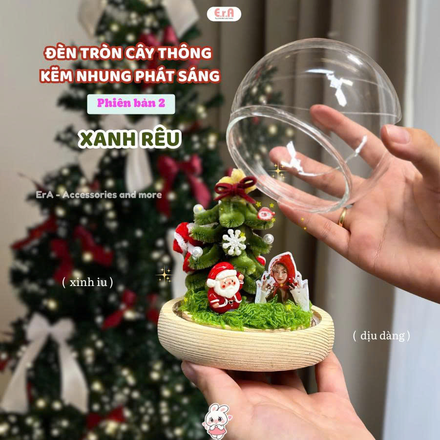 Đèn ngủ Cây Thông Noel Kẽm Nhung IN ẢNH