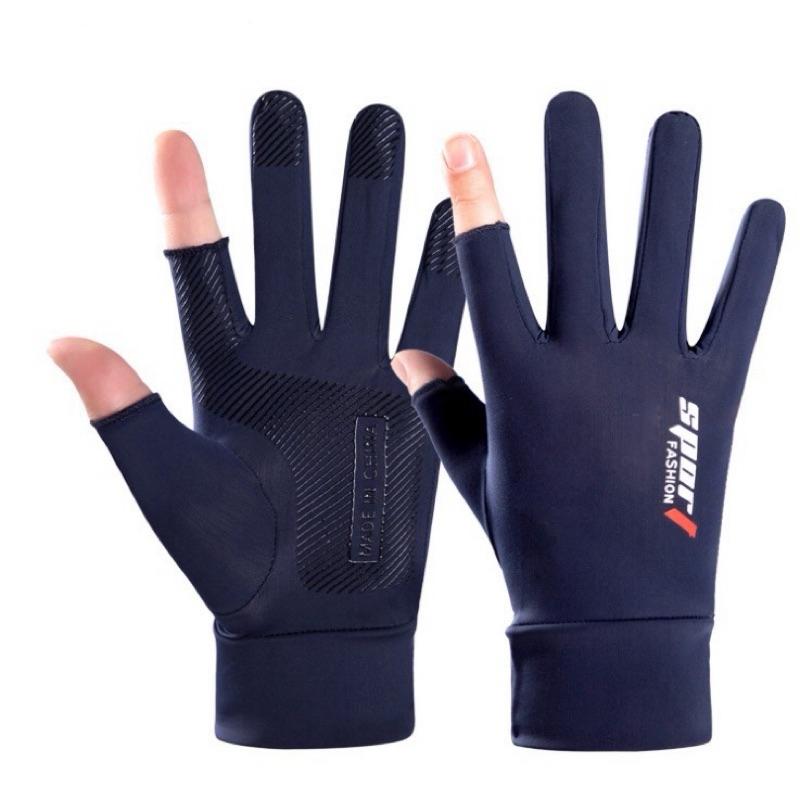 Găng tay ngắn lái xe chống nắng UV bằng lụa lạnh thoáng khí tiện lợi