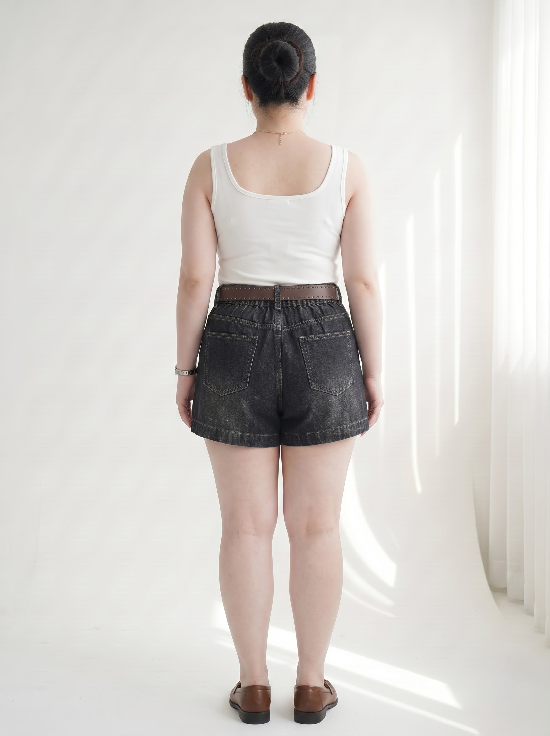 Quần Short Jean Ép Đá Wash Loang Lưng Thun Bigsize - Wash Đậm, Wash Nhạt - Size 30–35, Vừa 55–90kg - T-QSJ1333_thumbnail_2