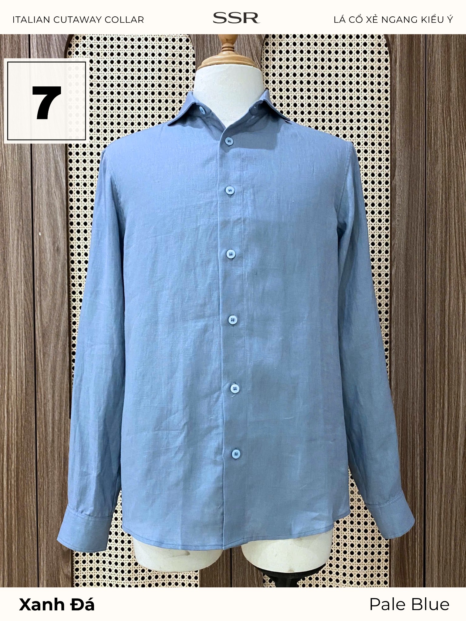 SSR - SƠ MI TAY DÀI - CỔ Ý CUTAWAY - Vạt Bầu - 100% LINEN_thumbnail_17