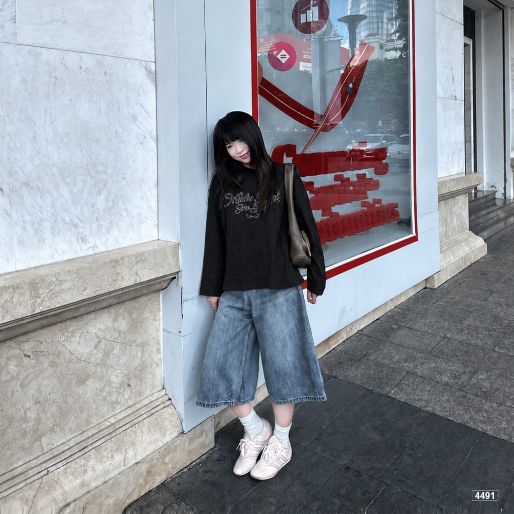 Áo thun tay dài boxy Miucho cotton xược Hàn Quốc 4491_thumbnail_5