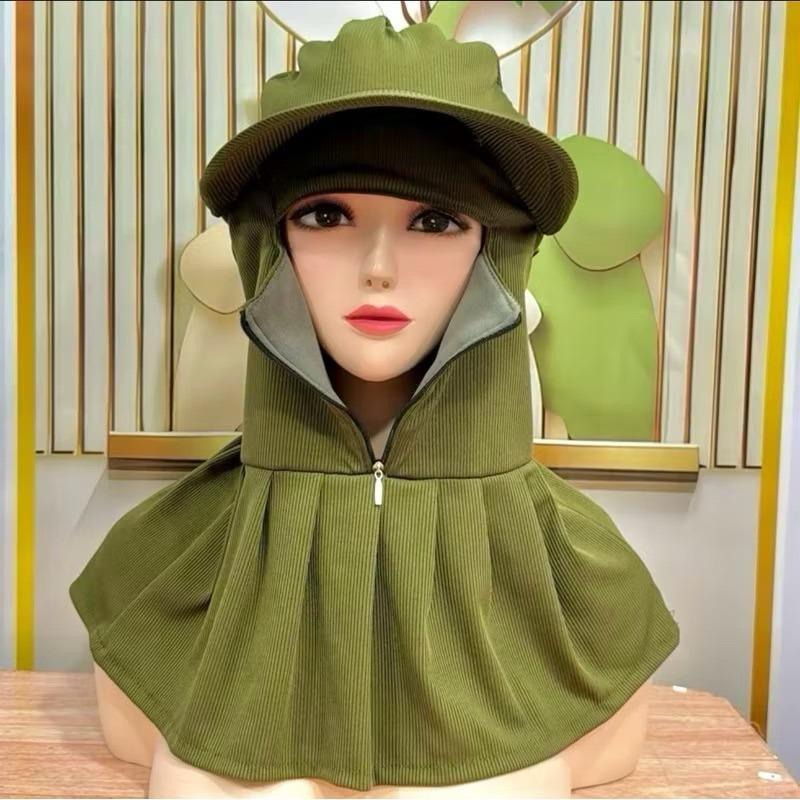 Nón che nắng vành rộng dây kéo giữa chống nắng bảo vệ da, siêu mát tiện lợi - Mũ khẩu trang khóa_thumbnail_3