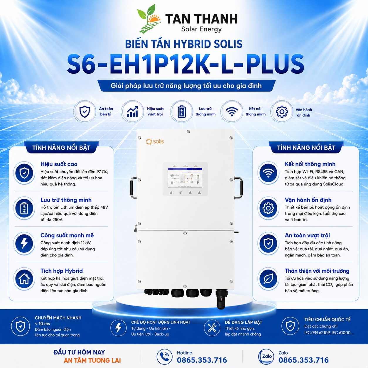 Solis S6-EH1P12K03-NV-YD-L 12kW 1 Pha