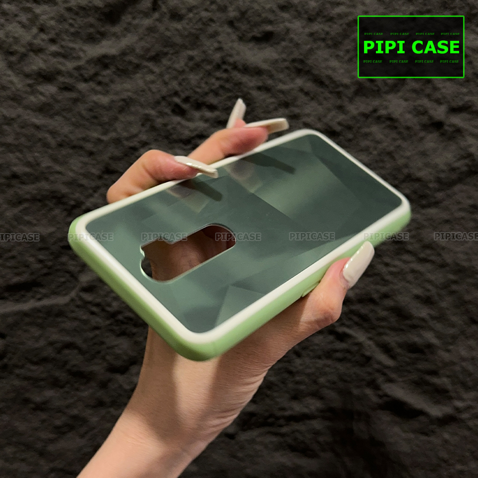 Ốp Lưng Oppo A5 2020 / A9 2020 - Kim Cương 6D - Xanh Viền Trắng_thumbnail_1