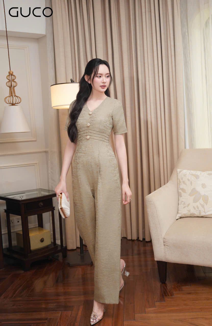 JUMPSUIT TAFFTA VÂN ĐÁ DỰ TIỆC - NÂU_thumbnail_2