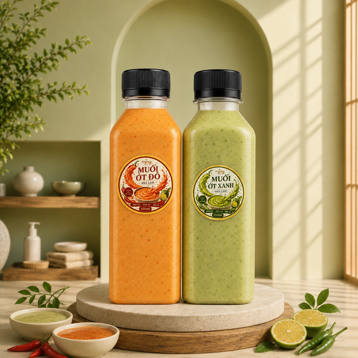 Combo 2 Vị Muối Ớt Xanh & Đỏ 350ml