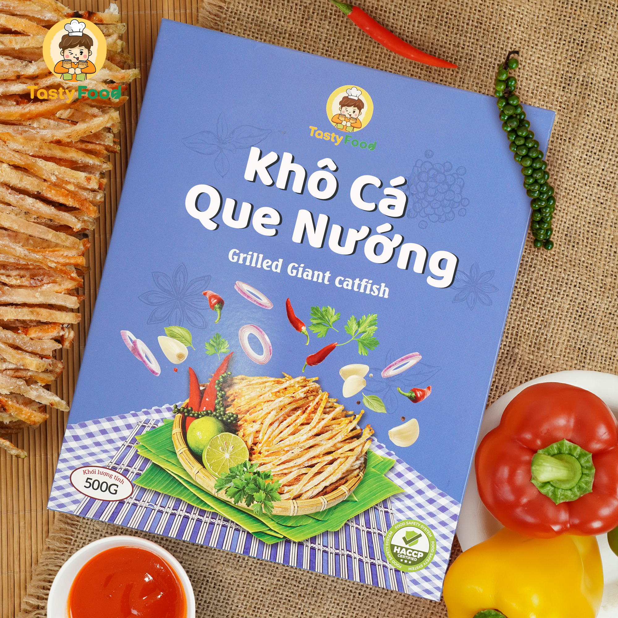 Khô cá thiều que Tasty Food - Hộp giấy 500g