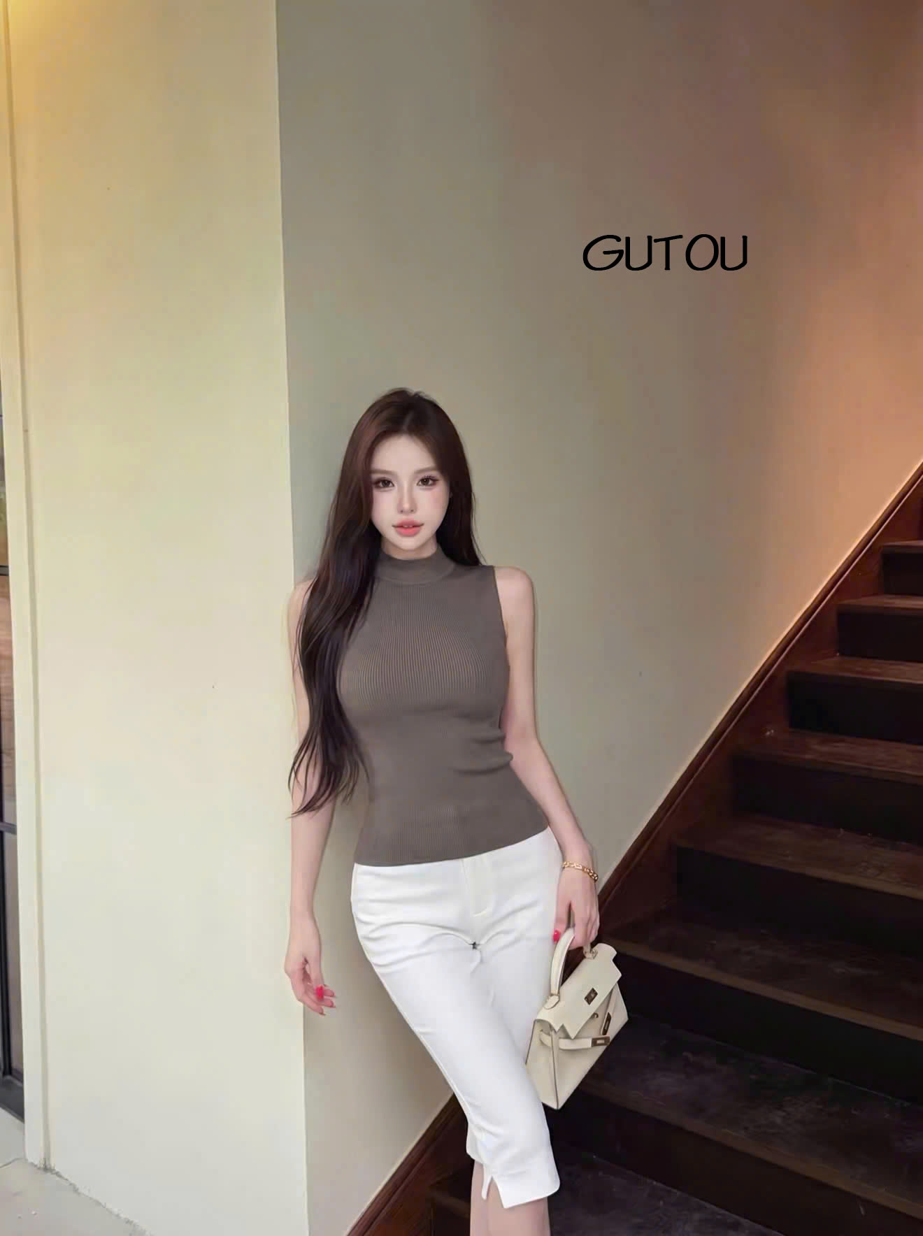 [ GUTOU ] Quần Jean Ngố Trơn Lai Xẻ Hem Denim
