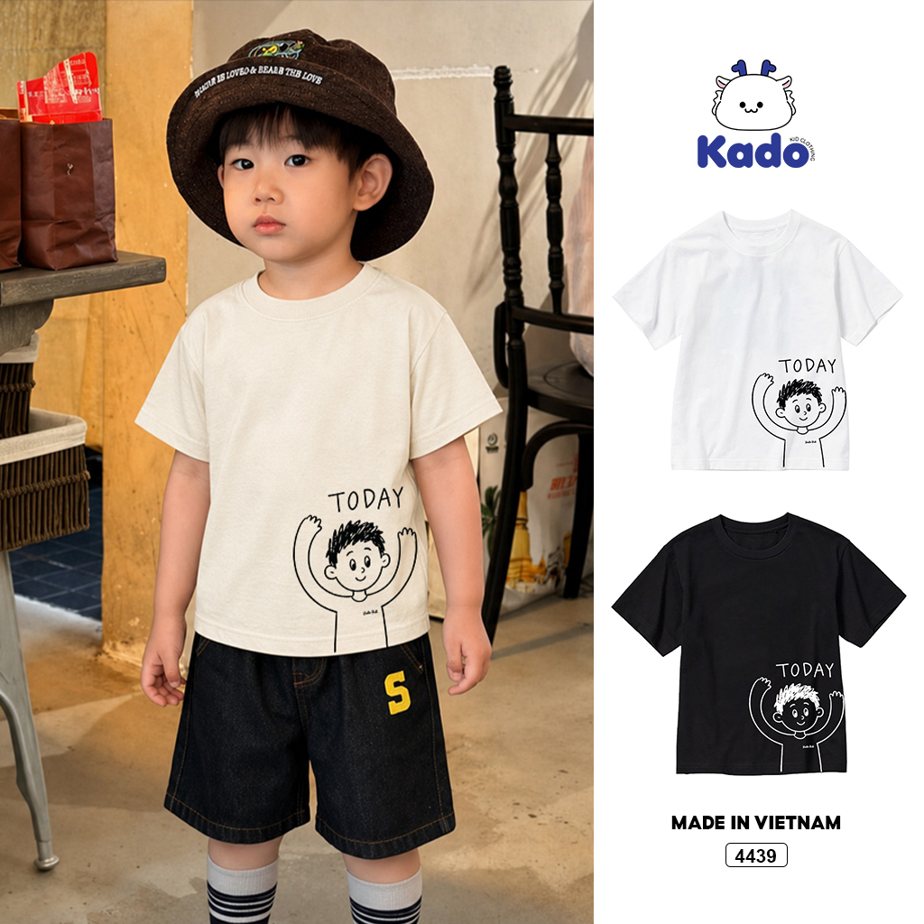 Áo thun bé trai form rộng tay ngắn cổ tròn Kado 4439