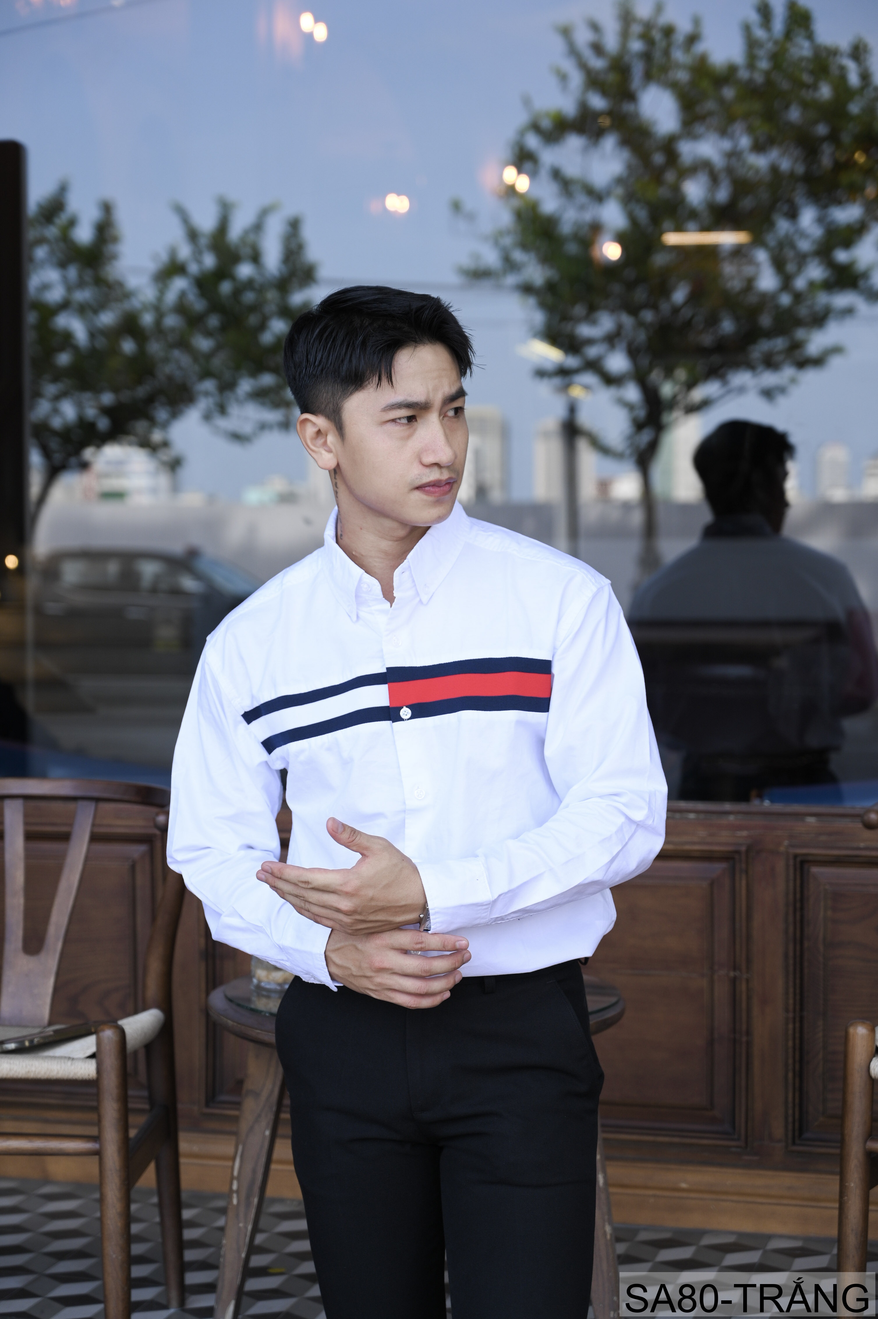 SA80 - Áo sơ mi nam tay dài phong cách Nhật Bản, chất cotton mềm mại, cổ bẻ, thiết kế sọc ngang thời trang_thumbnail_6