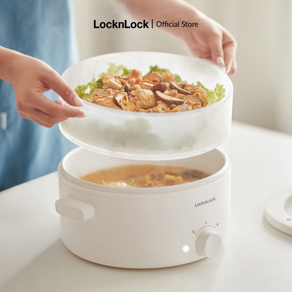 Nồi điện đa năng LocknLock Bianco Electric Multipot (nấu lẩu, cháo, hấp, xào, hầm) màu ngà