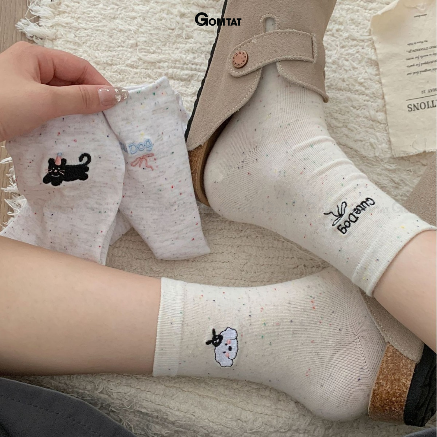 Set 5 đôi vớ nữ cổ cao GOMTAT họa tiết cute, tất nữ cotton cao cấp mềm mại, êm chân – JIN-2512-CB5_thumbnail_5