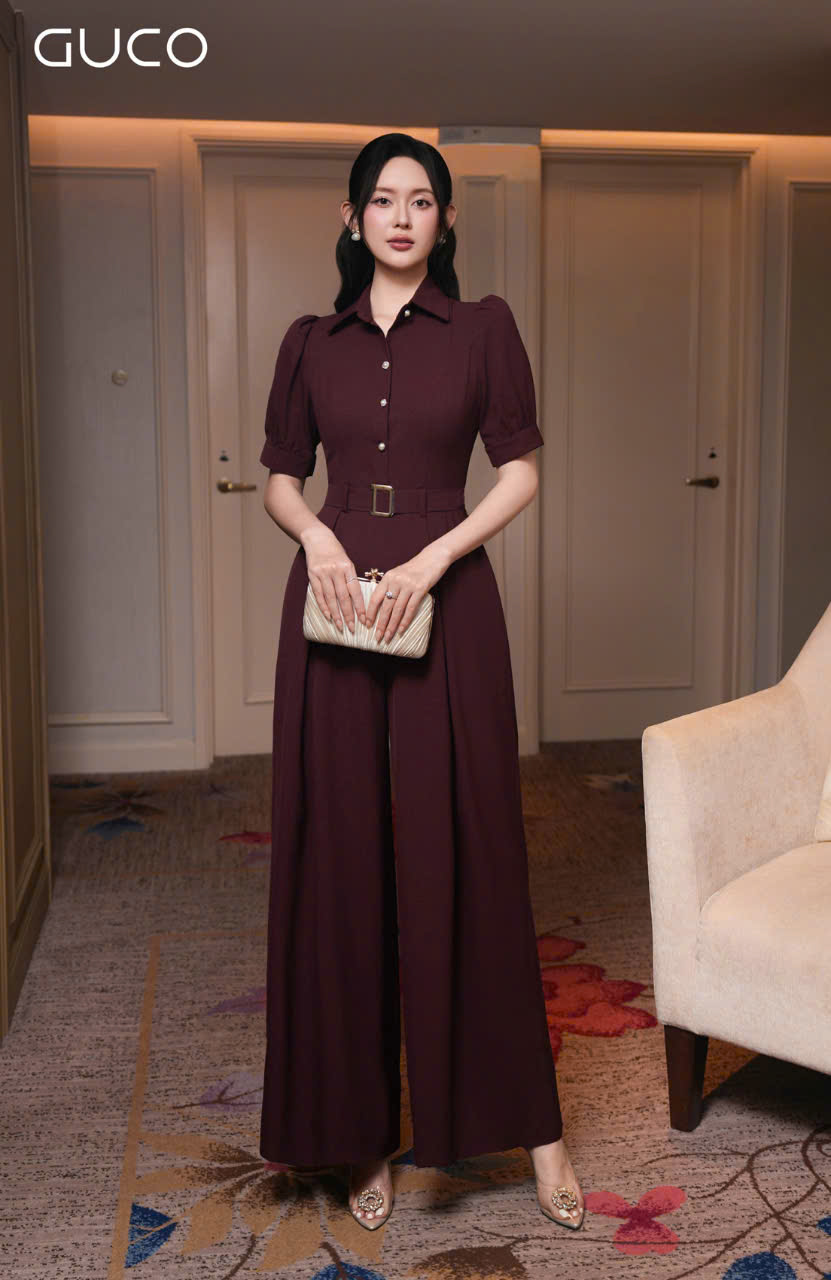 JUMPSUIT CỔ SƠ MI KÈM BELT - ĐÔ_thumbnail_3