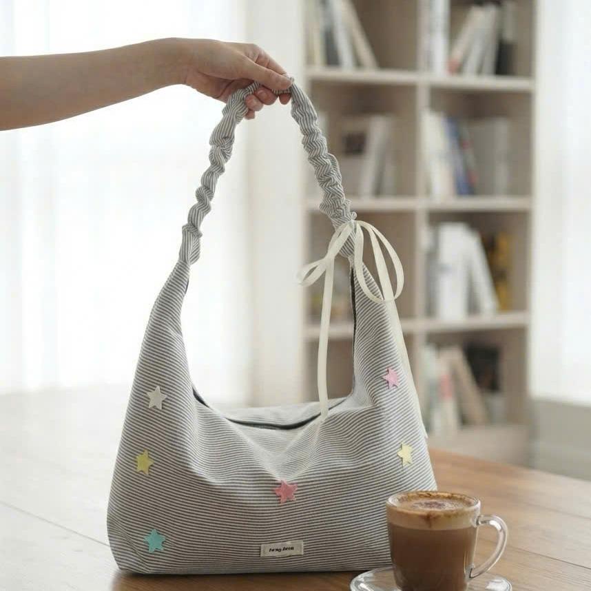 Túi Xách Nữ Cunbag Dáng Hobo Bán Nguyệt Cỡ Lớn Phối Nơ Ruy Băng Phong Cách Hàn Quốc CUN459_thumbnail_3