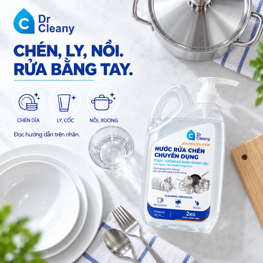 Nước rửa chén Dr Cleany 2kg – Ít bọt, không mùi, không hương liệu_thumbnail_4