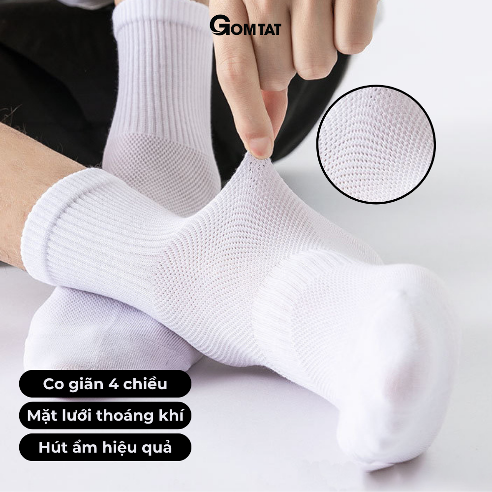Combo tất cổ trung nam nữ GOMTAT chất liệu cotton cao cấp, thiết kế mặt lưới thoáng khí - STA-KLB_thumbnail_3
