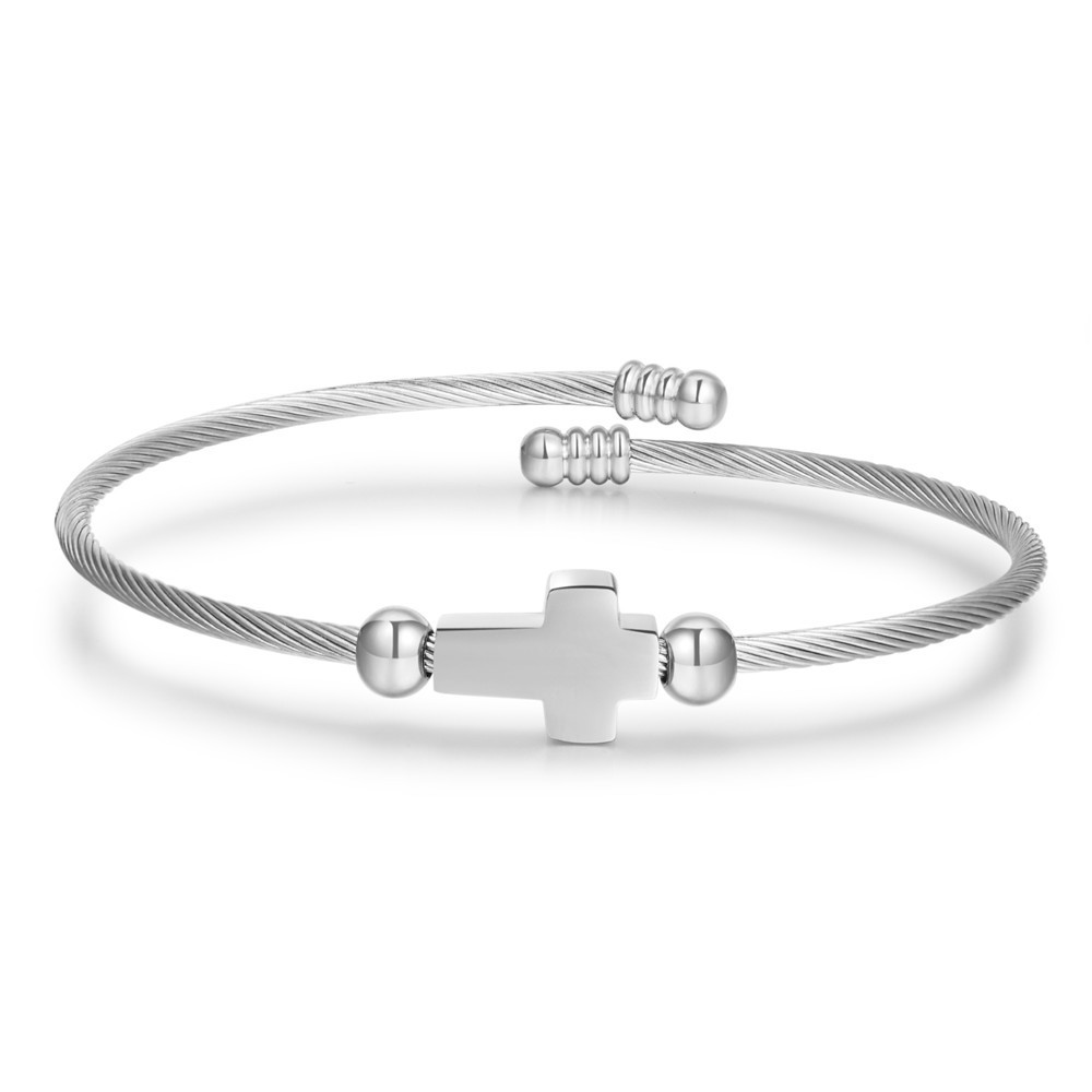 Vòng Tay Thép Titan Thánh Giá Nam Nữ Điều Chỉnh Size - Lắc Tay Công Giáo 3 Màu Đen Bạc Vàng VDT39_thumbnail_2