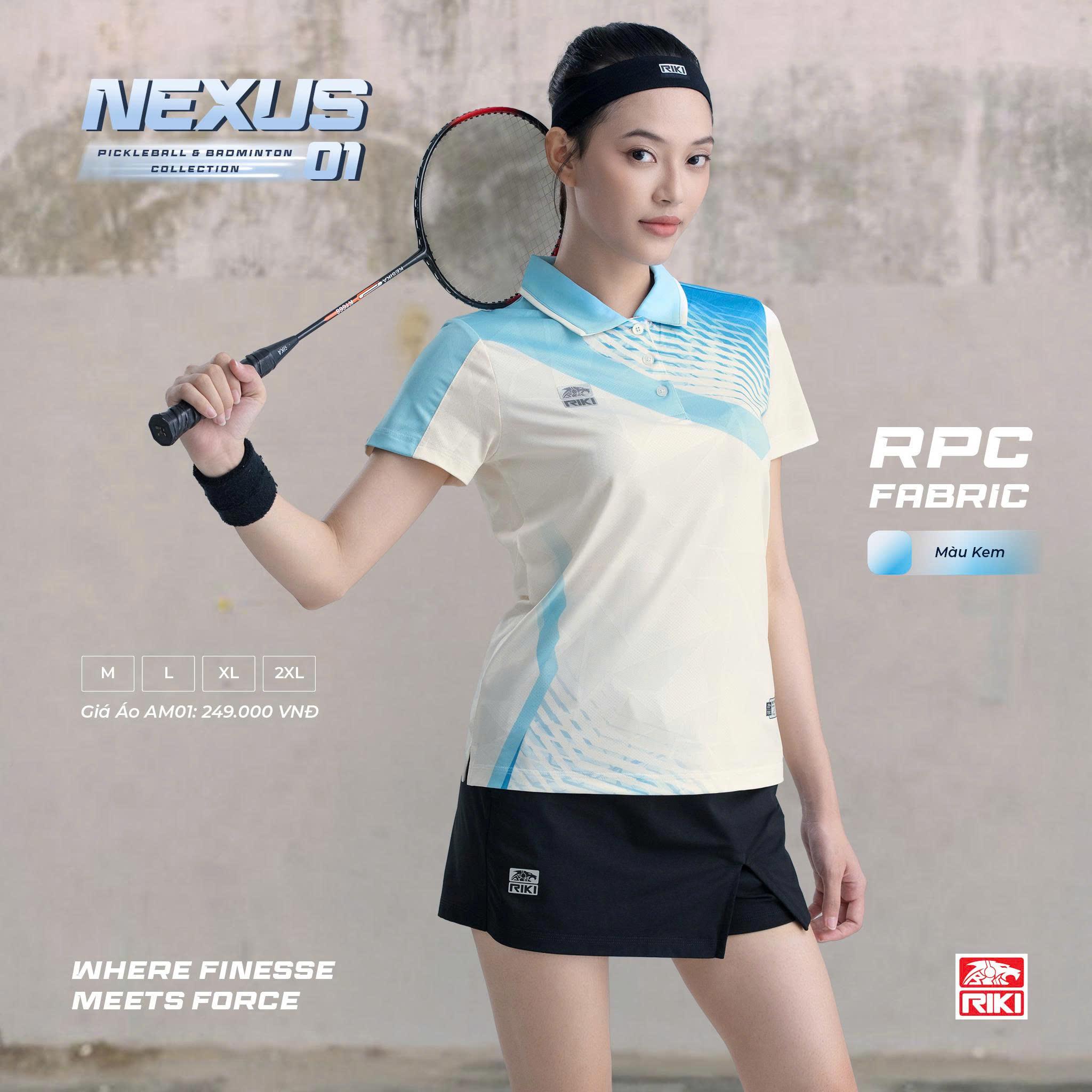 Áo Cầu Lông Pickleball Riki Nexus 01 Kem Thun Mè RPC Thoáng Khí Thể Thao Đương Đại_thumbnail_2