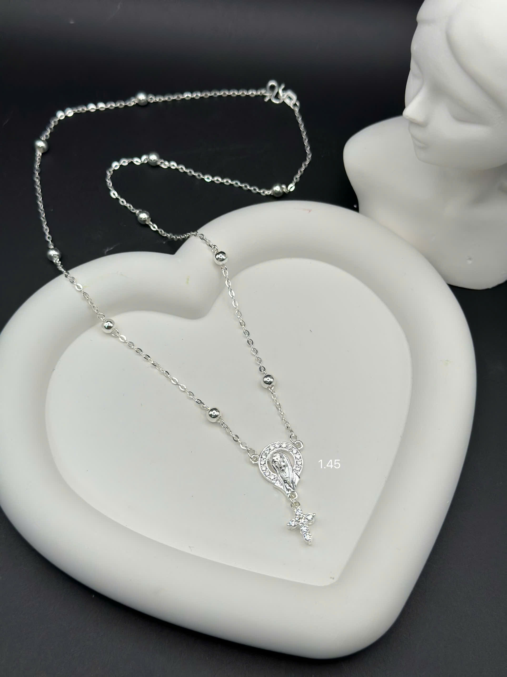 Dây Chuyền Nữ Bạc Ta Thánh Giá Đức Mẹ - Vòng Cổ Công Giáo Đơn Giản Sang Trọng DC09