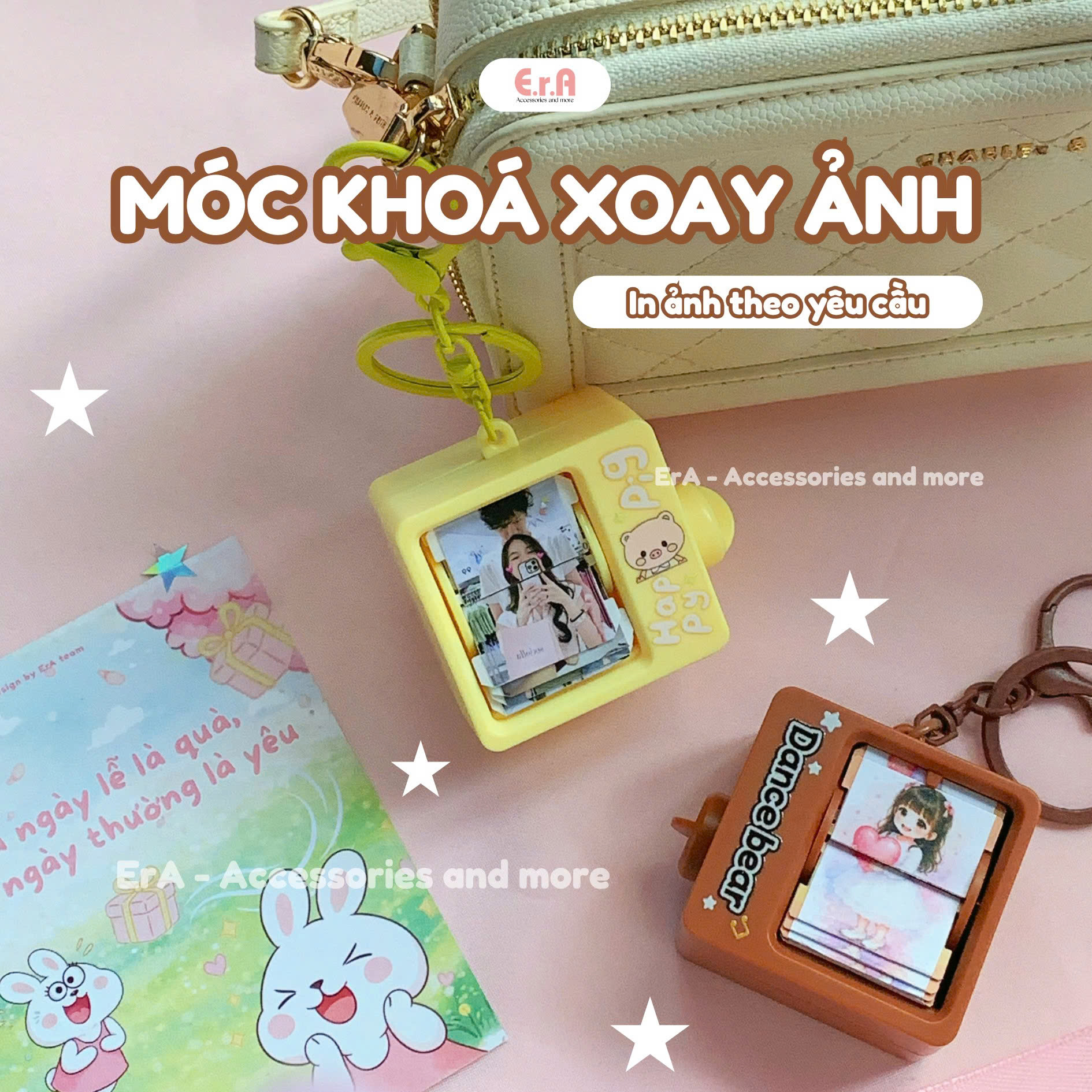 Móc khóa Ảnh xoay Album ảnh DIY