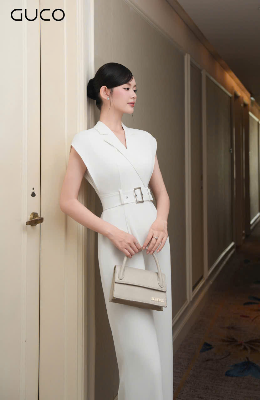 JUMPSUIT TAY DƠI CỔ VEST KÈM BELT - TRẮNG_thumbnail_2